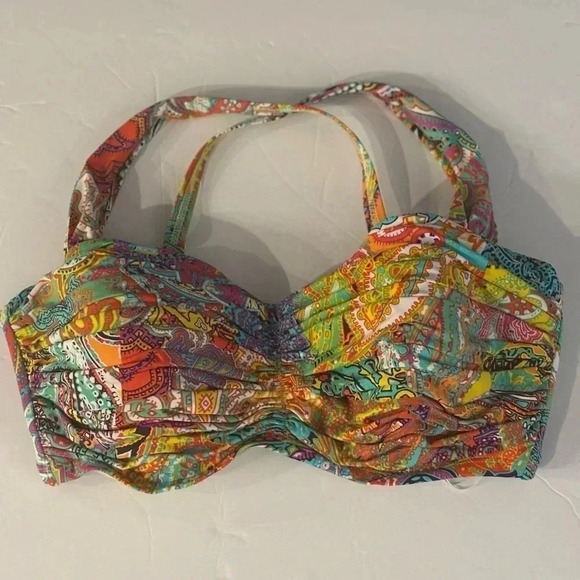 BLEU BY ROD BEATTIEBohemian Paradise Shirred Underwire Bikini Top NWT 34DD